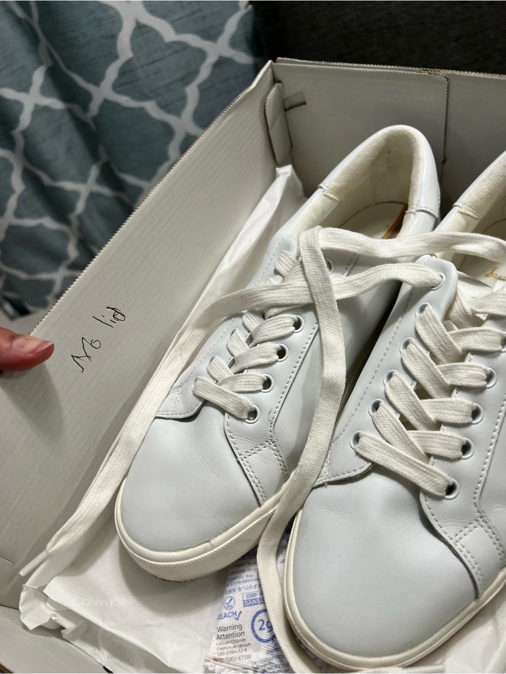 Sam Edelman White Leather Low-Top Sneakers
